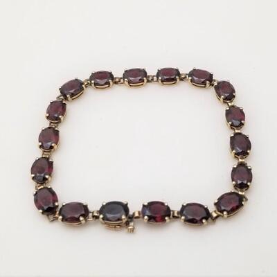 Lot #255  10kt Gold Bracelet Set with Garnets - Tennis style bracelet