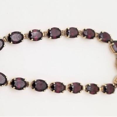 Lot #255  10kt Gold Bracelet Set with Garnets - Tennis style bracelet
