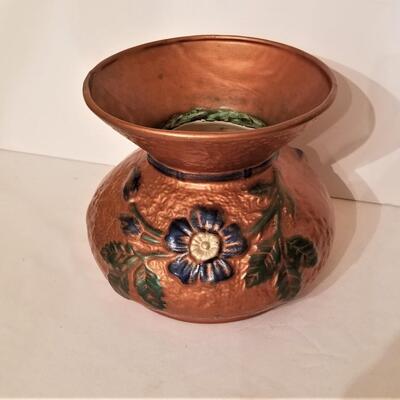 Lot #258  Antique Goofus Glass Spittoon