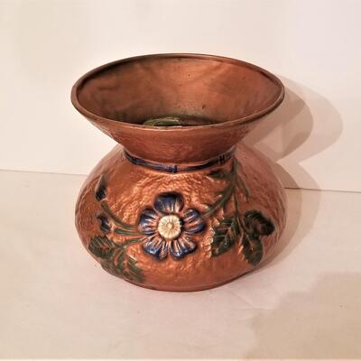 Lot #258  Antique Goofus Glass Spittoon