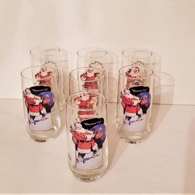 Lot #259 Group of 7 Collectible Christmas Coca-Cola Glasses