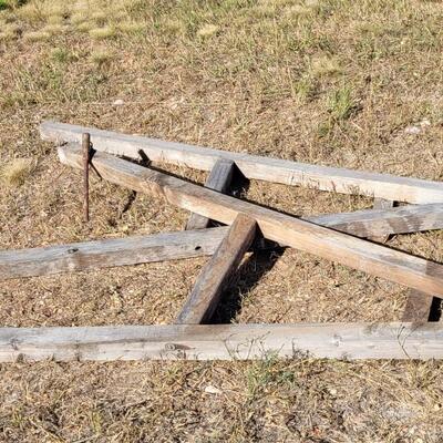 Lot 197: (2) Large Farmhouse Vintage A-Frame Wood Unions