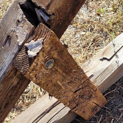 Lot 197: (2) Large Farmhouse Vintage A-Frame Wood Unions