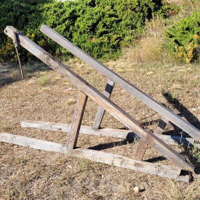 Lot 197: (2) Large Farmhouse Vintage A-Frame Wood Unions