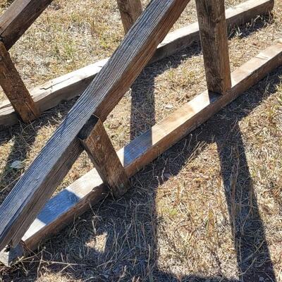 Lot 197: (2) Large Farmhouse Vintage A-Frame Wood Unions