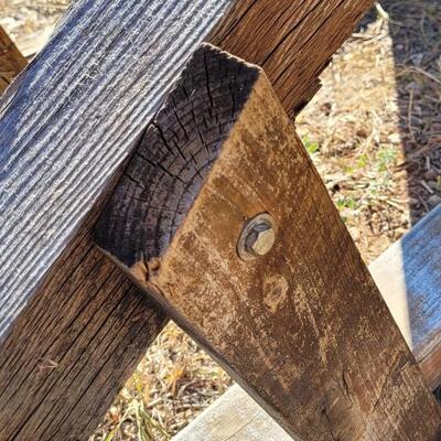 Lot 197: (2) Large Farmhouse Vintage A-Frame Wood Unions