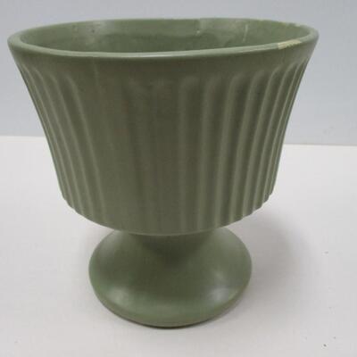 Floraline USA Pottery Pedestal Vase Green