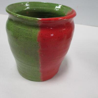 Red & Green Pottery Vase
