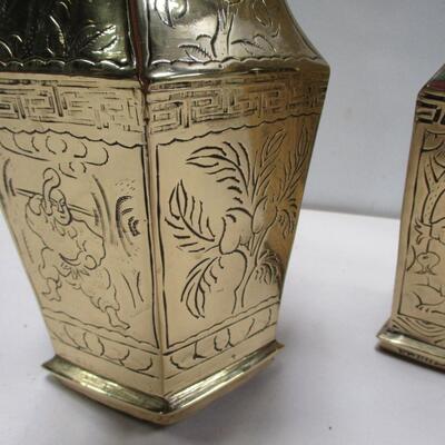 Etched Brass Vases
