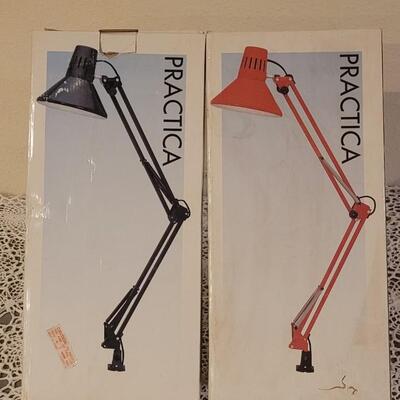 Lot 200: (2) Practica Clamp White Metal Lights