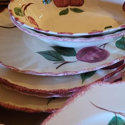 Lot 202: Blue Ridge Pottery Handpainted Crab Apple Large Dish Set