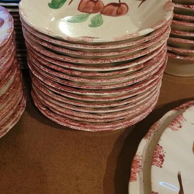 Lot 202: Blue Ridge Pottery Handpainted Crab Apple Large Dish Set