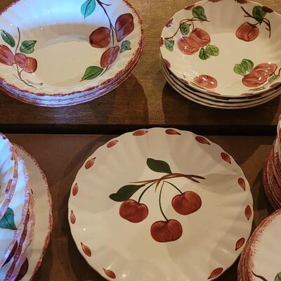 Lot 202: Blue Ridge Pottery Handpainted Crab Apple Large Dish Set