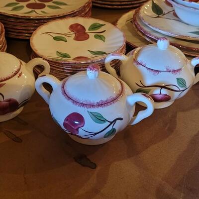 Lot 202: Blue Ridge Pottery Handpainted Crab Apple Large Dish Set