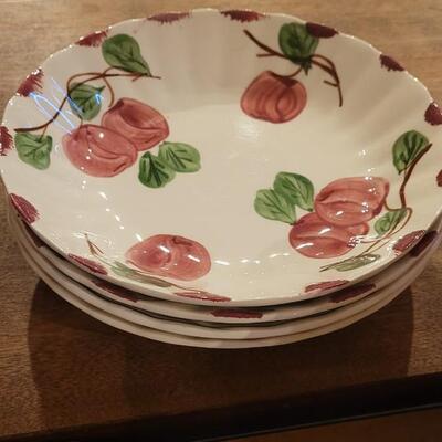 Lot 202: Blue Ridge Pottery Handpainted Crab Apple Large Dish Set