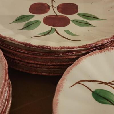 Lot 202: Blue Ridge Pottery Handpainted Crab Apple Large Dish Set
