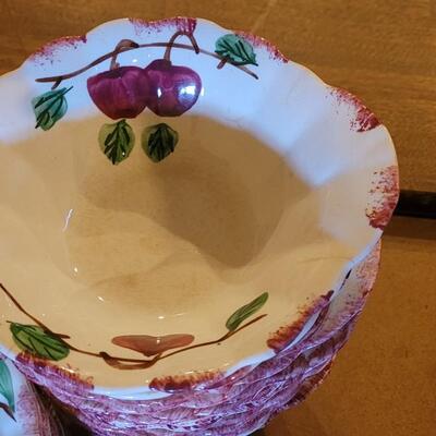 Lot 202: Blue Ridge Pottery Handpainted Crab Apple Large Dish Set