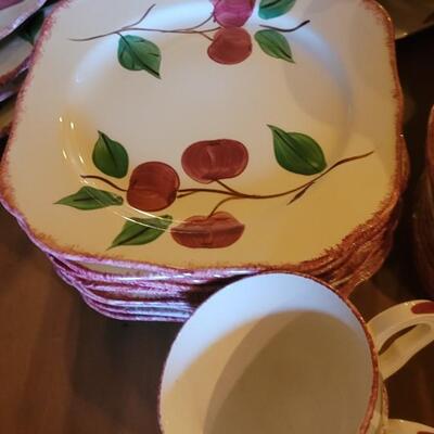 Lot 202: Blue Ridge Pottery Handpainted Crab Apple Large Dish Set