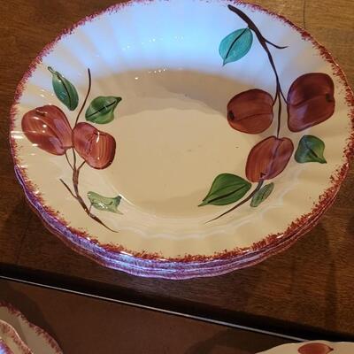 Lot 202: Blue Ridge Pottery Handpainted Crab Apple Large Dish Set