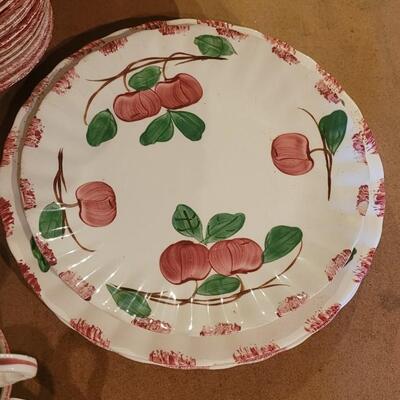 Lot 202: Blue Ridge Pottery Handpainted Crab Apple Large Dish Set