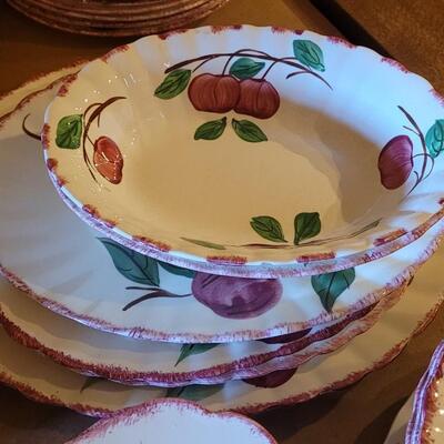 Lot 202: Blue Ridge Pottery Handpainted Crab Apple Large Dish Set