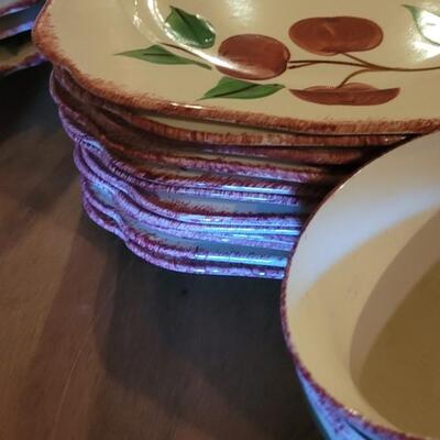 Lot 202: Blue Ridge Pottery Handpainted Crab Apple Large Dish Set