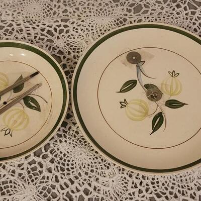 Lot 204: Blue Ridge Handpainted 2 Tier Serving Tray