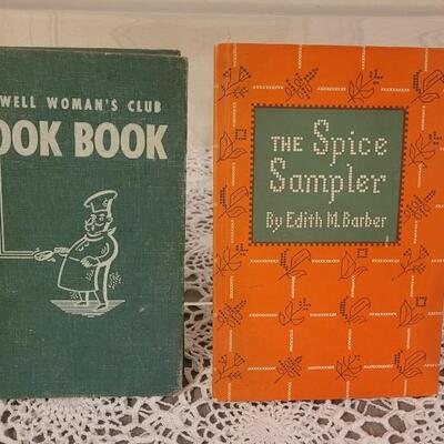 Lot 225: 1950 The Spice Sampler Cook Book (with some Samples still attached) and 1950 Roswell Woman's Club Cook Book