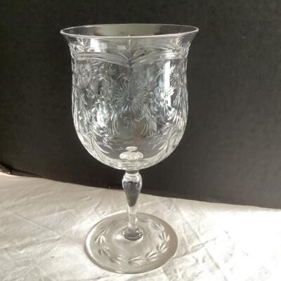 F517 Set of 11 Etched Crystal Pairpoint Goblets