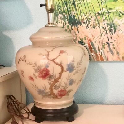 Lot 49 - Chinoiserie Lamp, Rosewood Base