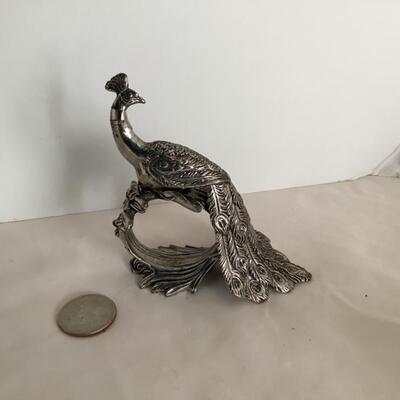 F523.  Vintage Reed & Barton Figural Peacock Napkin Ring