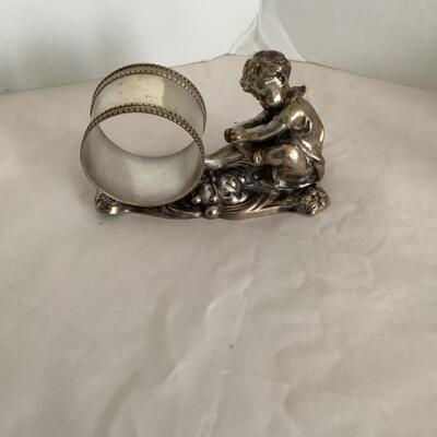 F526 Vintage Silverplated Child Playing Napkin Ring