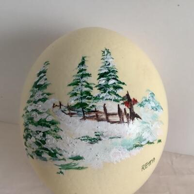 F535 Large Handpainted Ostrich Egg by Retta