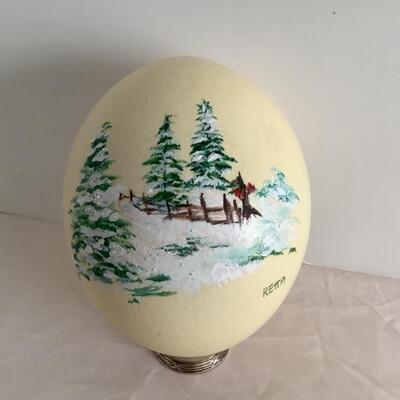 F535 Large Handpainted Ostrich Egg by Retta