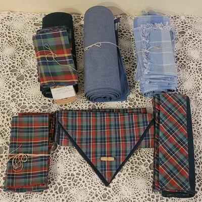 Lot 229: Vintage Plaid & Denim Placemats & Napkins Sets