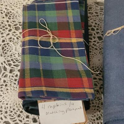 Lot 229: Vintage Plaid & Denim Placemats & Napkins Sets