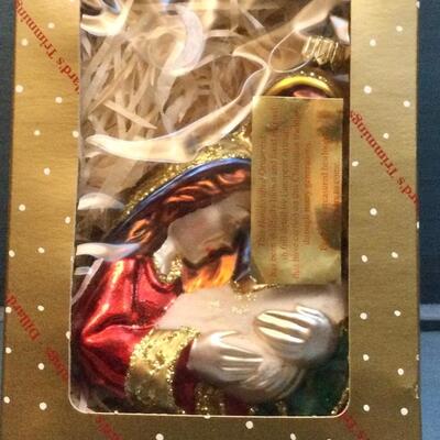 R  126  holy family ornament in box. Dillards