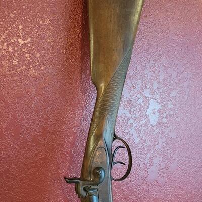 Lot 232: Antique Double Barrel Black Powder Rifle