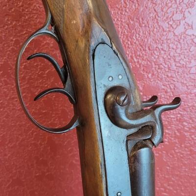 Lot 232: Antique Double Barrel Black Powder Rifle