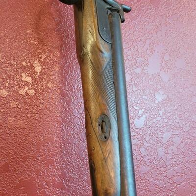 Lot 232: Antique Double Barrel Black Powder Rifle