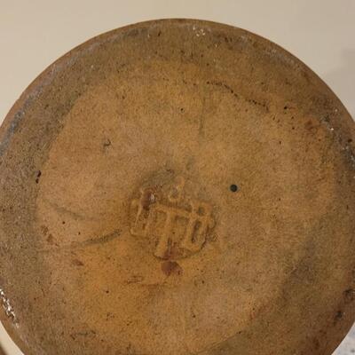Lot 238: Antique Brown Glaze Stoneware Crock with Double Handles with Maker's Mark on the Bottom