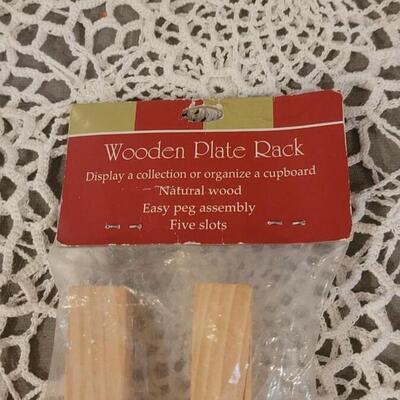 Lot 240: Metal Plate Stand and (3) Wood Plate Racks