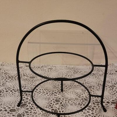 Lot 240: Metal Plate Stand and (3) Wood Plate Racks