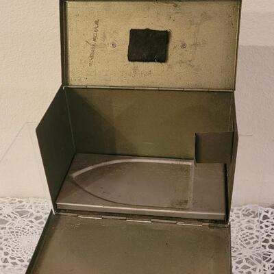 Lot 242: Antique & Vintage Decorative Pieces- Spools of Yarn, Wood Box, Shoe Tree and Travel Iron in Box