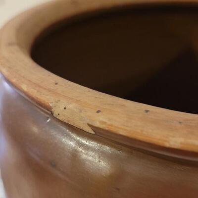 Lot 245: Antique 11.5" Brown Stoneware Jug/Crock with Double Handles