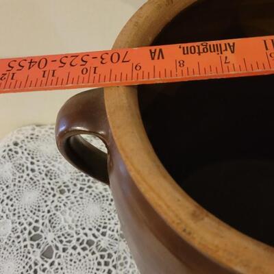Lot 245: Antique 11.5" Brown Stoneware Jug/Crock with Double Handles