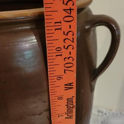 Lot 245: Antique 11.5" Brown Stoneware Jug/Crock with Double Handles