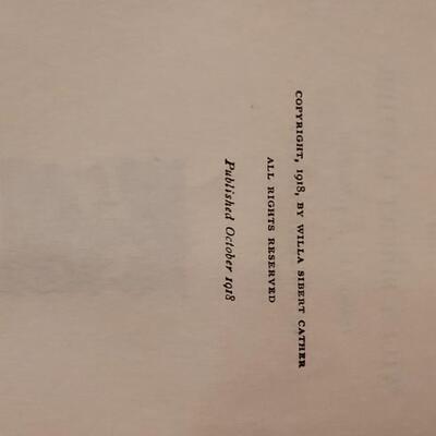 Lot 275: (3) Willa Cather Books " O Pioneer", "The Song of the Larks" and "My Antonia"