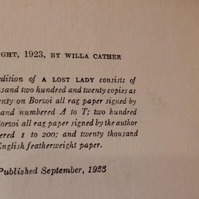Lot 277: (4) Willa Cather Books - "A Lost Lady",  "The Professor's House", "Lucy Gayheart" and...