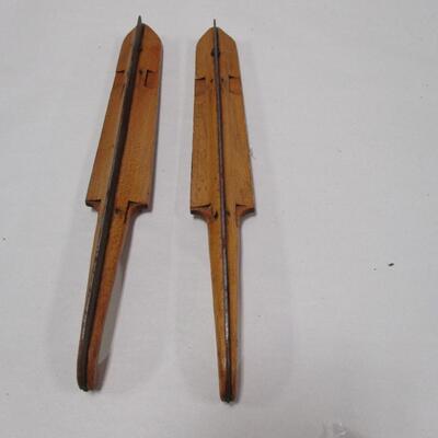 Antique Wood Platform Ice Skates with Metal Runners